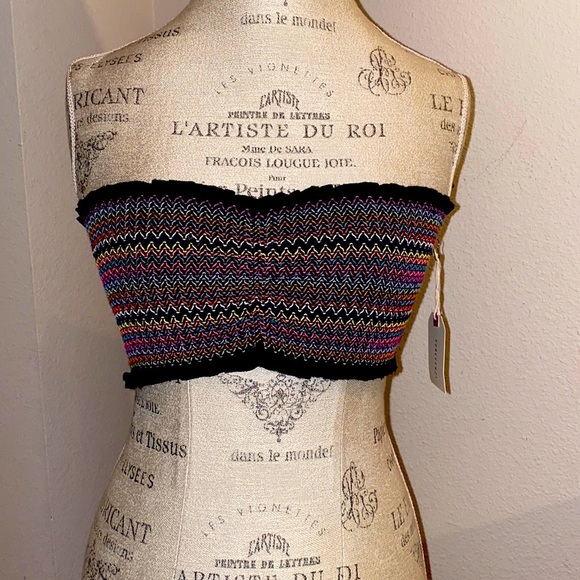 Forever 21 Tops - Forever 21 woven crop top bandeau black & neons L​